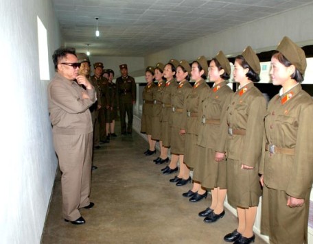 Kim “Inspecting” Female Troops