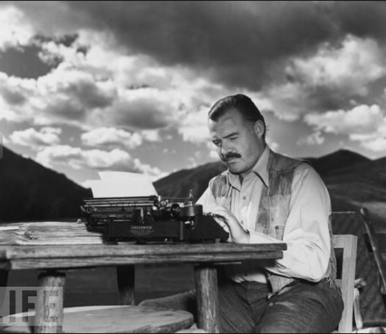 Ernest Hemingway, in a dramatic pose... Ernest Hemingway, in a dramatic pose...