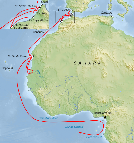 The Voyage of Hanno (a map from Wikipedia)