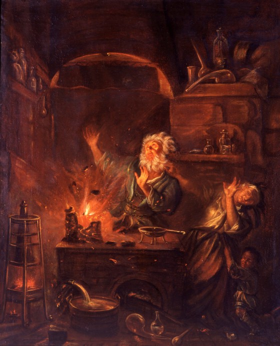 The Explosion in the Alchemist’s Laboratory by Justus Gustav van Bentum (Leiden 1670–1727) Holland, 17th or 18th century